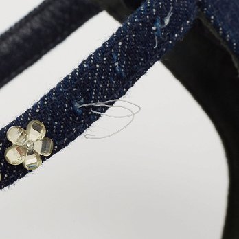 Blue Denim Jewel Embellished Strappy Flat Sandals