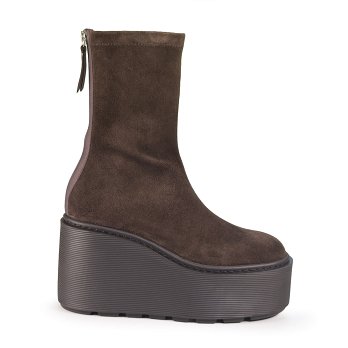 ZEPPA SUEDE STRIPY ZIP ANKLE BOOTS DARK BROWN