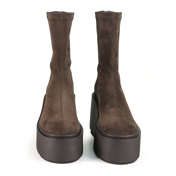 ZEPPA SUEDE STRIPY ZIP ANKLE BOOTS DARK BROWN