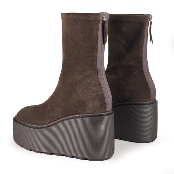 ZEPPA SUEDE STRIPY ZIP ANKLE BOOTS DARK BROWN