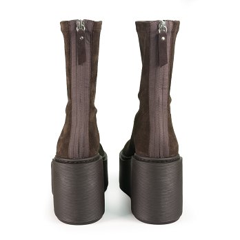 ZEPPA SUEDE STRIPY ZIP ANKLE BOOTS DARK BROWN