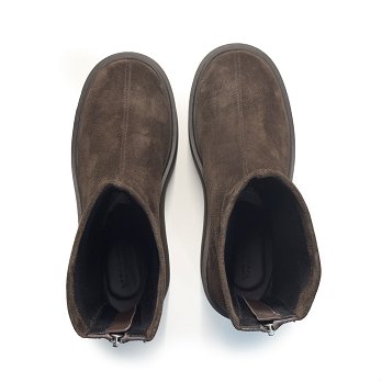 ZEPPA SUEDE STRIPY ZIP ANKLE BOOTS DARK BROWN