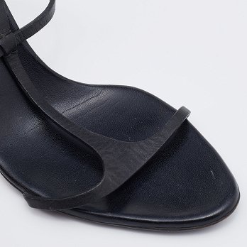 Black Leather Ankle Strap Sandals