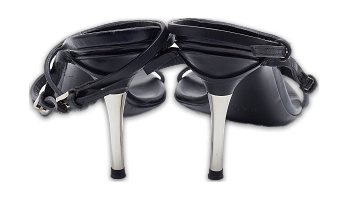 Black Leather Ankle Strap Sandals
