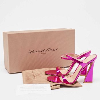 Aura Pink Patent Leather Slide Sandals Size 36
