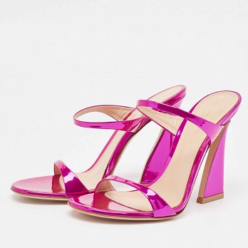 Aura Pink Patent Leather Slide Sandals Size 36