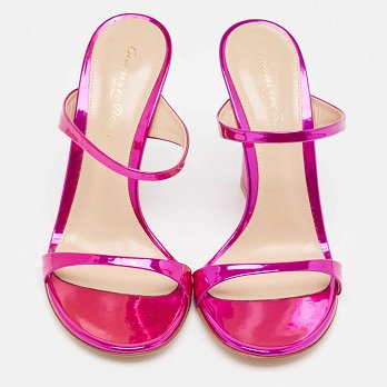 Aura Pink Patent Leather Slide Sandals Size 36