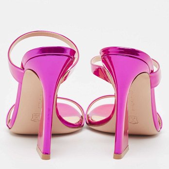 Aura Pink Patent Leather Slide Sandals Size 36