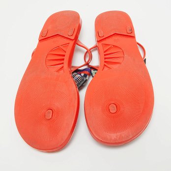 Orange Jelly Bow Thong Flat Sandals