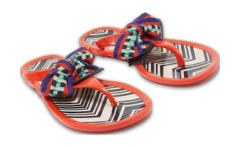 Orange Jelly Bow Thong Flat Sandals