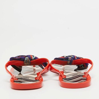 Orange Jelly Bow Thong Flat Sandals