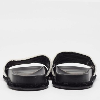 Black/White Fur FF Flat Slides