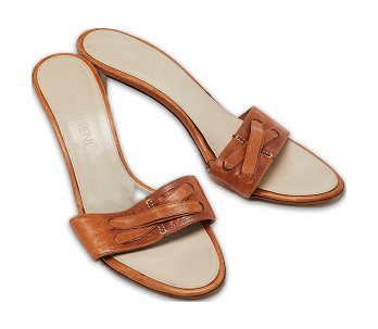 Brown Leather Open Toe Slide Sandals