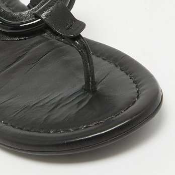 Black Leather Hana Flat Slides