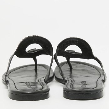 Black Leather Hana Flat Slides