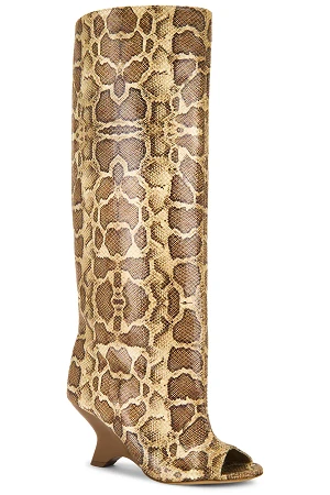 NINETTE PYTHON PEEP TOE BOOTS