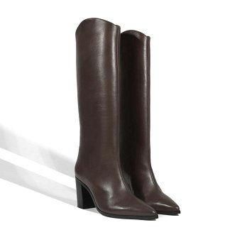 MARYANA LEATHER BLOCK HEEL BOOTS