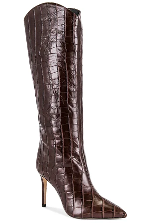 MARYANA CROC-EMBOSSED STILETTO BOOTS
