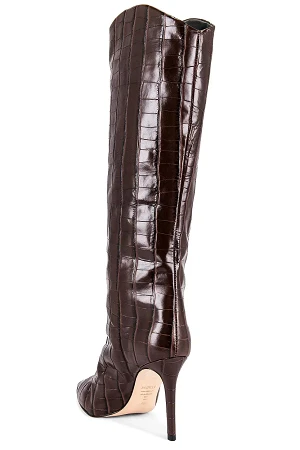 MARYANA CROC-EMBOSSED STILETTO BOOTS