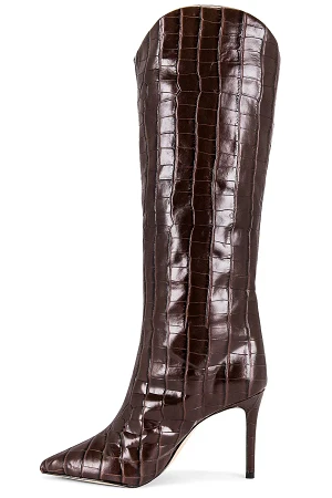 MARYANA CROC-EMBOSSED STILETTO BOOTS