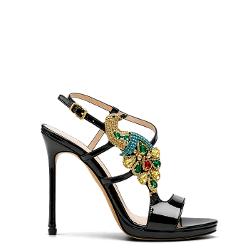 JEWELED PEACOCK STILETTO SANDALS 100