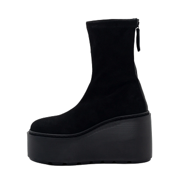 ZEPPA SUEDE STRIPY ZIP ANKLE BOOTS BLACK