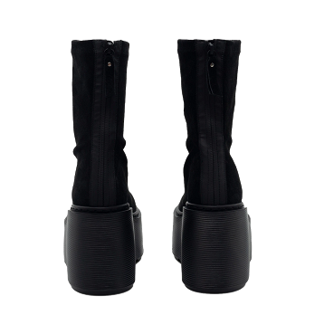 ZEPPA SUEDE STRIPY ZIP ANKLE BOOTS BLACK