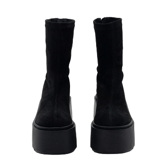 ZEPPA SUEDE STRIPY ZIP ANKLE BOOTS BLACK