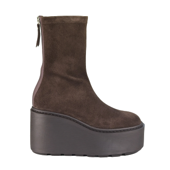 ZEPPA SUEDE STRIPY ZIP ANKLE BOOTS DARK BROWN