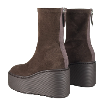 ZEPPA SUEDE STRIPY ZIP ANKLE BOOTS DARK BROWN