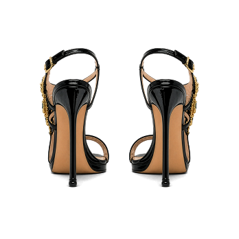 JEWELED PEACOCK STILETTO SANDALS 100
