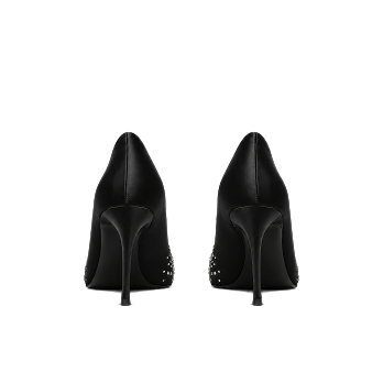 BLACK SATIN CRYSTALS 90 PUMPS
