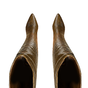 MARYANA CROC-EMBOSSED BLOCK HEEL BOOTS
