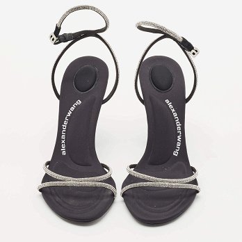 Black Suede Crystal Embellished Dahlia Sandals