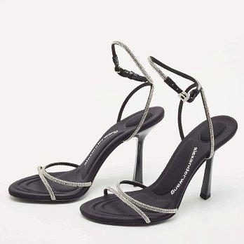 Black Suede Crystal Embellished Dahlia Sandals