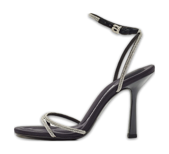 Black Suede Crystal Embellished Dahlia Sandals