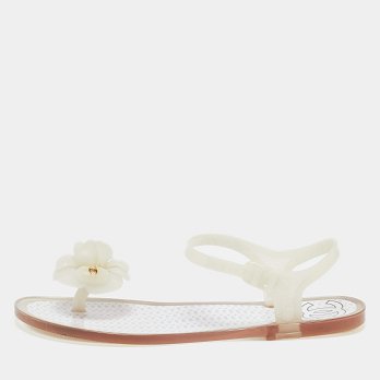CC Camellia White Jelly Thong Flat Sandals