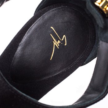 Giuseppe Zanotti Black Satin and Suede Crystal Embellished Ankle Strap Sandals Size 38