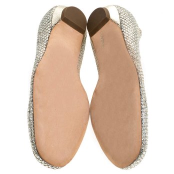 Jimmy Choo Metallic Gold Glitter Fabric Ballet Flats Size 38