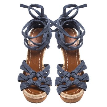 Marc Jacobs Blue Denim Platform Ankle Wrap Sandals Size 38