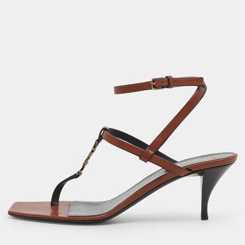 Cassandra Brown Leather Ankle Strap Sandals
