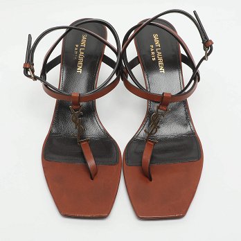 Cassandra Brown Leather Ankle Strap Sandals