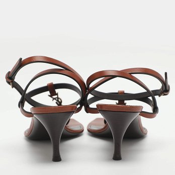Cassandra Brown Leather Ankle Strap Sandals