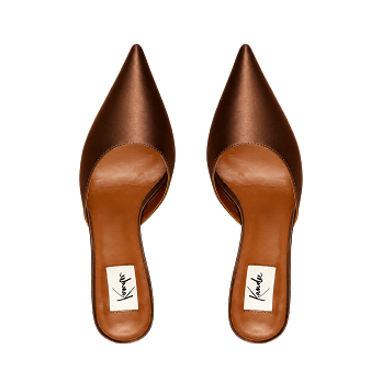 BROWN SILK 70 MULES