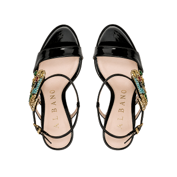 JEWELED PEACOCK STILETTO SANDALS 100
