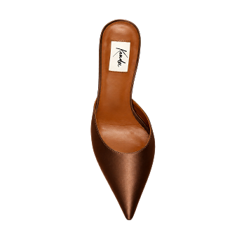 BROWN SILK 70 MULES