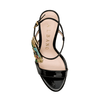 JEWELED PEACOCK STILETTO SANDALS 100