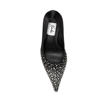 BLACK SATIN CRYSTALS 90 PUMPS
