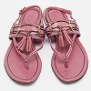 Pink Leather Fringe Slingback Sandals thumbnail 6