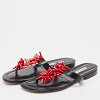 Black Leather Embellished Thong Flats thumbnail 2